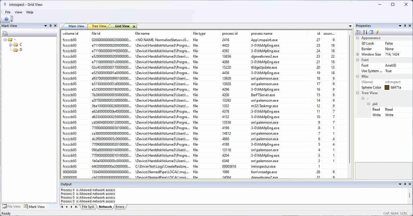 Introspect application grid view