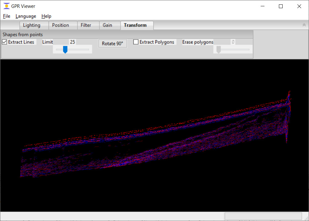 GPR Viewer Transform Tab, Extract Lines